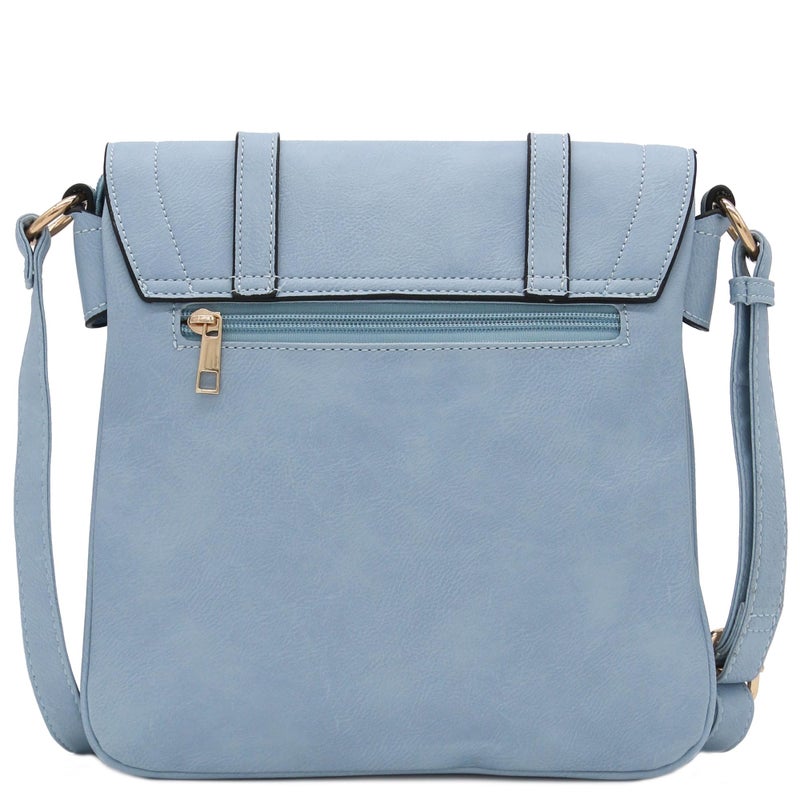 ALYSSA Double Compartment Large Flapover Crossbody Bag (Light Blue) - Image 3
